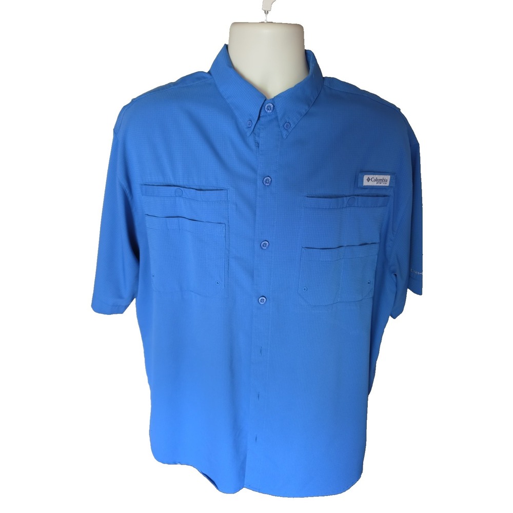 Columbia Men's PFG Backwater Short-Sleeve Shirt in Vivid Blue- L